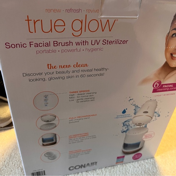 conair Skincare True Glow Sonic Facial Brush With Uv Sterilizer